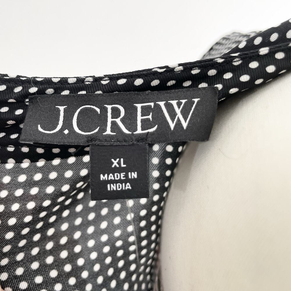 J. Crew scarf neck tie maxi black polka dot chiffon dress XL viscose 9-5325 belt - Picture 5 of 6